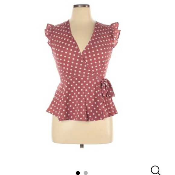 Monteau Tops - Monteau pink polka dot top
